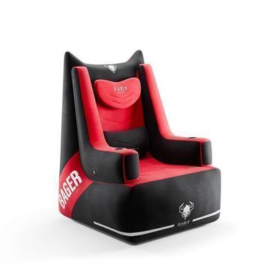 Diablo BAGER Gaming Sessel Gamer Stuhl Aufblasbar, Belastbar bis 120 kg, Schwarz-Rot