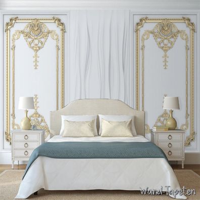 Luxus 3D Wandtapete Gold Stuck Ornament Stuckleisten Wandbild 7865