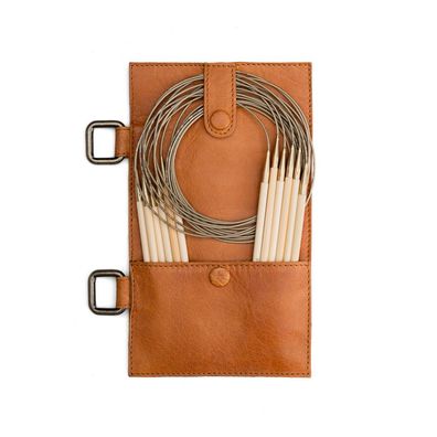 muud Carita A Lederetui Whisky 20,50 x 12,00 cm für Strickzubehör