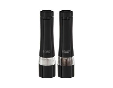 Russell Hobbs Elektrische Salz- und Pfeffermühle, Edelstahlgehäuse, schwarz mit Bel