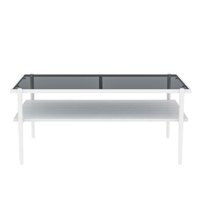 Couchtisch Glas gehärtet rechteckig modern Metallbeine Grau Weiß