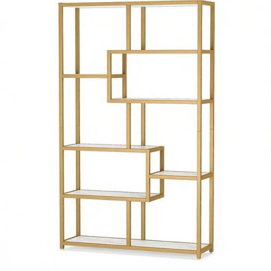 Modernes Bücherregal Stehregal Regal Holz Metall Marmor