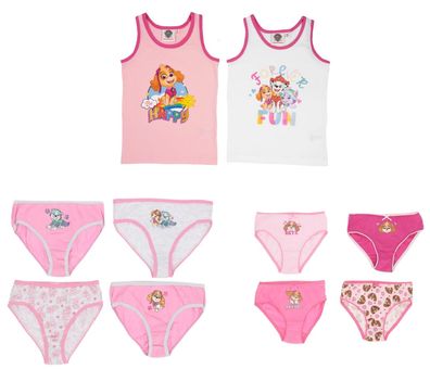 Paw Patrol Mädchen Unterwäsche Set 2x Unterhemd o. 4x Slip Kinder Slip Skye Everest