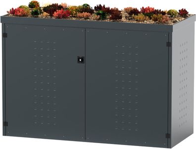 reinkeDESIGN | Fahrrad-Garage 3er | mit Grün-Dach aus Alu. | Pflanzenwanne - Größ