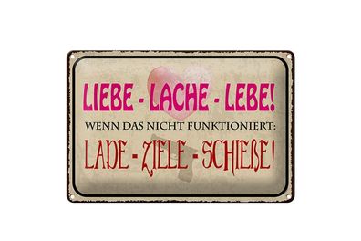 Blechschild Liebe Lache Lebe, 4 verschied Größen, Spruch