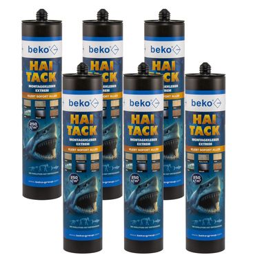 Beko HAI Tack Montagekleber Extrem 6 x 310 ml weiß - Klebt sofort