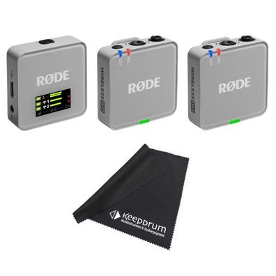 Rode Mikrofon-Funksystem Wireless GO Gen 3 Stone Grau mit Tuch