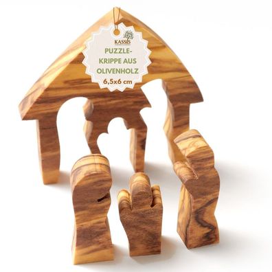 Weihnachtsdeko Krippe Puzzle 6,50 x 6 cm ohne Rinde Krippenfiguren Heilige Familie