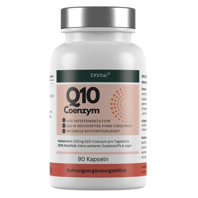 EXVital® Q10 Coenzym Ubiquinol Kapseln, hochdosiert mit 200mg, 90 Stück