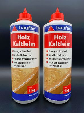 2x Baufan Holz Kaltleim 1kg Holzleim lösungsmittelfrei für alle Holzarten