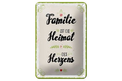 Blechschild Familie ist die Heimat des Herzens, 3 verschied. Größen, Deko Spruch