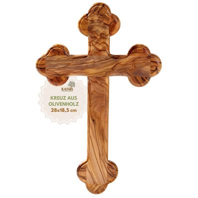Olivenholz Kreuz Kruzifix Wandkreuz schlicht mit runden Kanten aus Bethlehem