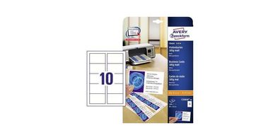 AVERY Zweckform Visitenkarte Classic DIN A4 185g/m² weiß 10 Bl./Pack. 100 St./Pack