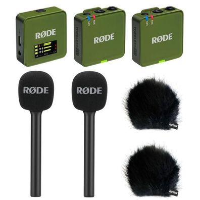 Rode Mikrofon-Funksystem Wireless GO Gen 3 Khaki Interview Set 2 BK