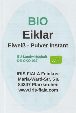 250 g BIO - Eiklar, Eiweiß-Pulver, aus Österreich, aufschlagfähig, 85 % Protein