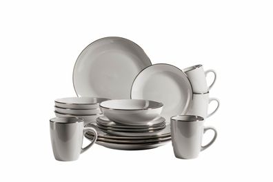 16 tlg. Kombiservice, Metallic Rim für 4 Personen