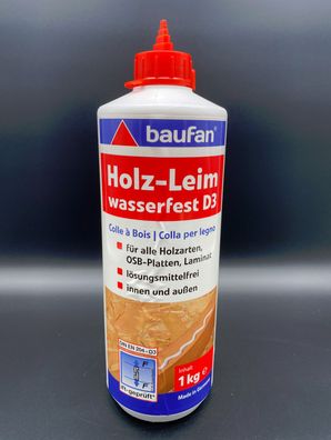 Baufan 1 kg Holz Leim D3 wasserfest lösemittelfrei, Leim innen und außen, Kleber