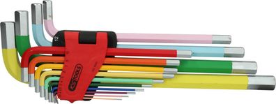 KS TOOLS Innensechskant-Winkelstiftschlüssel-Satz, extra lang, 14-tlg