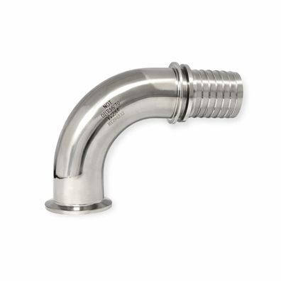 Clamp-Kupplung DIN 32676 - 90° Rillenstutzen mit Sicherungsbund - Edelstahl 1.4404