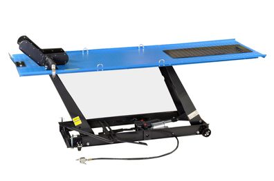 Motorradhebebühne, Parallelogramm, 450kg mit Pneumatik+Fußpedal-Antrieb, blau, 01646