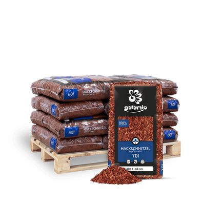 Galamio Hackschnitzel Holzdekor Rot 5-60 mm 60l x 12 Sack 720l 12er Palette Farbe Rot