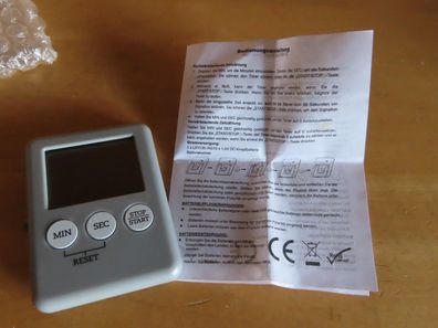 Kurzzeitmesser Digitale Eieruhr Küchenuhr leise grau