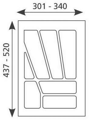 Besteckeinsatz zuschneidbar 30-34cm Besteckkasten für 40cm Schublade kürzbar