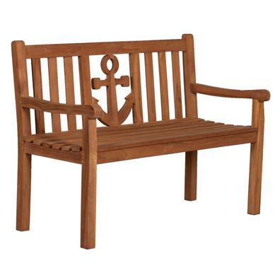 deVries "WOODIE" Gartenbank Ankerplatz 120 Teakholz mit Anker Gravur 120x60x89 cm