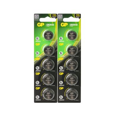 2x 5er Blister GP Knopfzellen CR2032 CR 2032 Lithium Batterien 3V