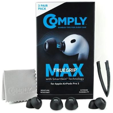 Comply Ohrstöpsel TrueGrip MAX für Airpods Pro 3 Schwarz Größe Mix