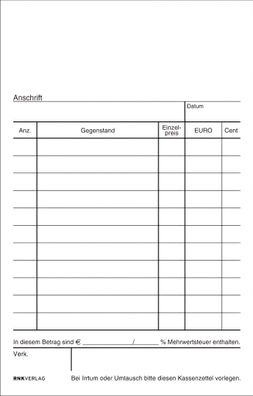 RNK Kassenblock 100x150cm 2x50Bl oben geheftet