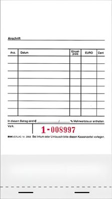 RNK Kassenblock unten geheftet 2x50Bl