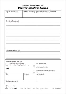 RNK Bewirtungsspesenblock DIN A5 50Bl