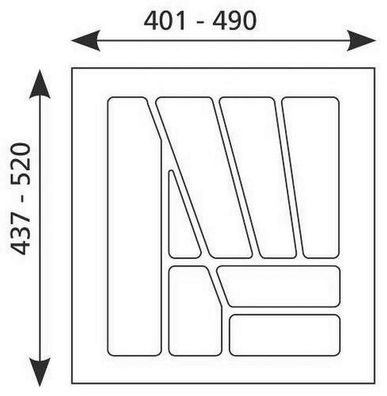 Besteckeinsatz kürzbar 40-49cm Multi 50 Weiß oder Silber Besteckkasten stabil