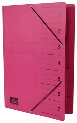 Gummizugmappe A4 35x25cm brombeer 7 Fächer Sichtstanz.u. Registerschn