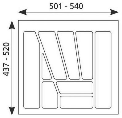 Besteckeinsatz kürzbar 50-54cm Multi 60 Weiß oder Silber Besteckkasten stabil
