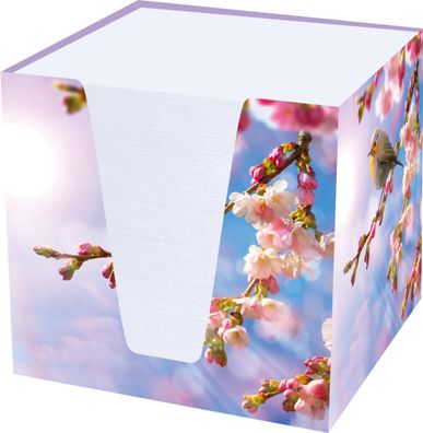 RNK Notizklotz Rotkehlchen weiß 900Bl 92x92x92mm