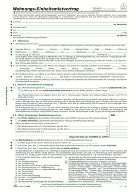 RNK Mietvertrag Wohnung DIN A4 Einheitsmietvertrag 10St