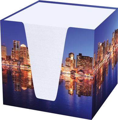 RNK Notizklotz Skyline weiß 900Bl 92x92x92mm