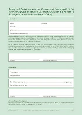 Arbeitsvertrag geringfügig Beschäftigte 2x2 Blatt + Zusatzblatt, A4