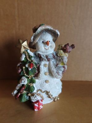 Figur Schneemann Weihnachtsbaum und einem Vogel ca. 10,3 cm H