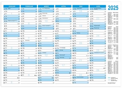 Tafelkalender 2025, DIN B4 quer, 250g/m² Karton
