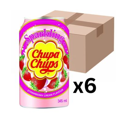 6er-Pack Chupa Chups Sparkling Strawberry Cream 345ml