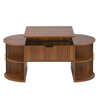 Moderner höhenverstellbarer Couchtisch Oak mit Stauraum Schiebetür