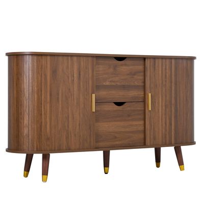 Sideboard Walnuss MDF 140 cm mit 2 Türen 2 Schubladen Wohnzimmer