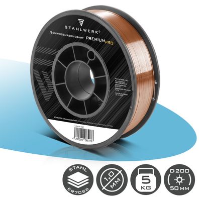 Stahlwerk Schweißdraht MIG MAG ER70S-6 SG2 Ø 1,0 mm S200/D200 Drahtrolle 5 kg
