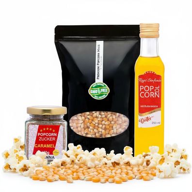 Hopser Funfood Popcorn Set Popcornmais Popcornöl Butteraroma & Karamellzucker
