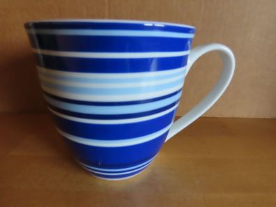 Tasse Pott Kaffeetasse Teetasse mit blauen Strefen ca. 11 cm H TCM