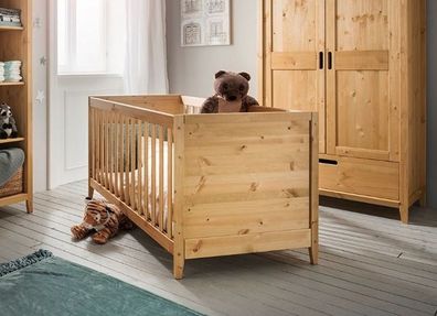 Babybett "Maja" Kiefer massiv laugenfarbig