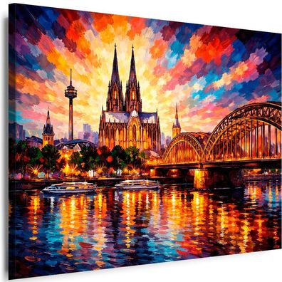 Leinwand Bild Köln Stadt abstrakt City Premium Kunstdruck